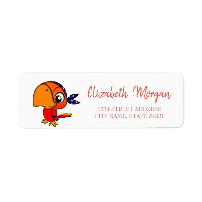 Etiqueta Whimsical , Parrot , White Address Label (Frente)