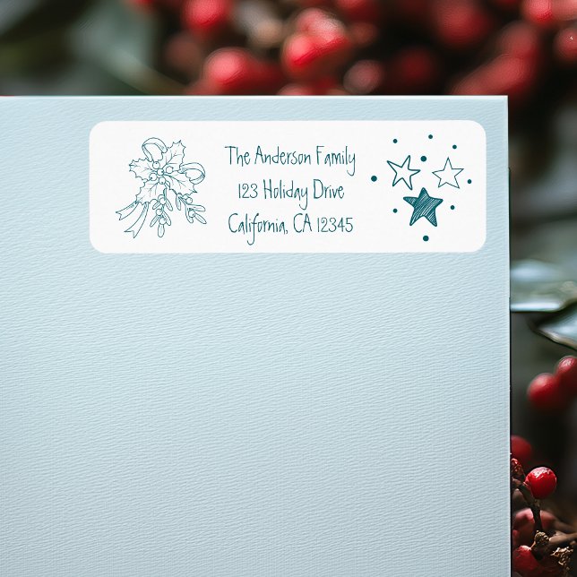 Etiqueta Whimsical Quirky Doodle Holiday (Criador carregado)