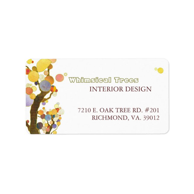 Etiqueta Whimsical Trees Interior Business (Frente)