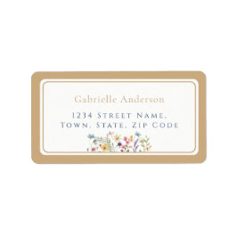 Etiqueta Whimsical Watercolor Wildflowers Gold Wedding 