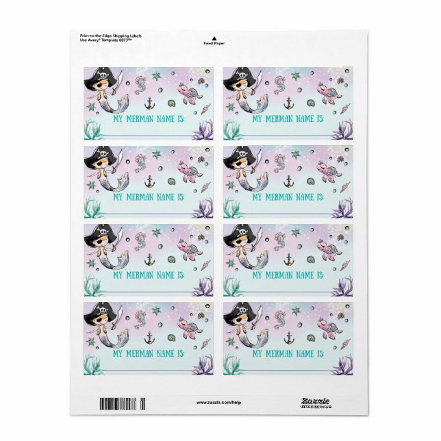 Etiqueta Whimsical What's Your Merman Name Birthday Game? (Toda a folha)