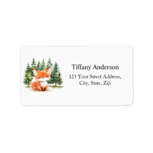 Etiqueta Whimsical Woodland Baby Fox Endereço