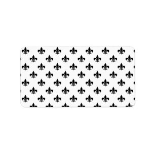 Etiqueta White Black Fleur De Lis Delicate Mardi Gras