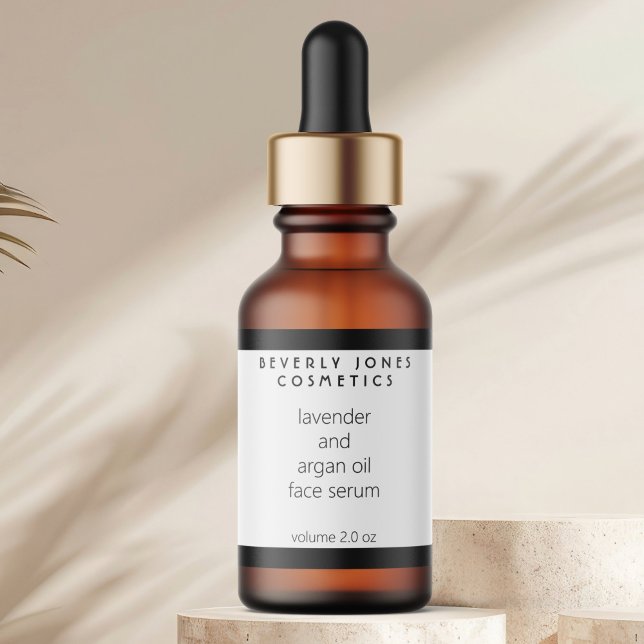 Etiqueta White & Black Modern Cosmetics Dropper Bottle (Criador carregado)