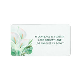 Etiqueta White Calla Lilly Elegant Watercolor