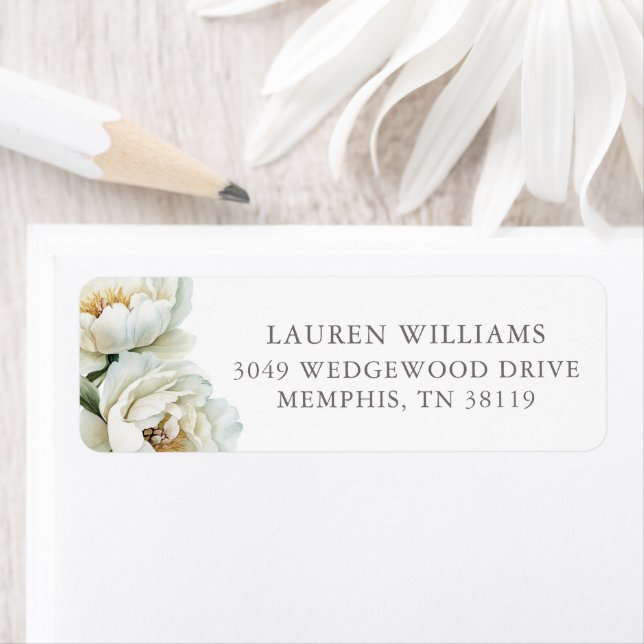 Etiqueta White Floral Peonies Personalized  (Insitu)