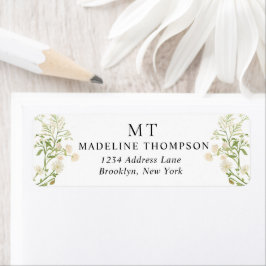 Etiqueta White Floral Wildflower Classic Monogram Address