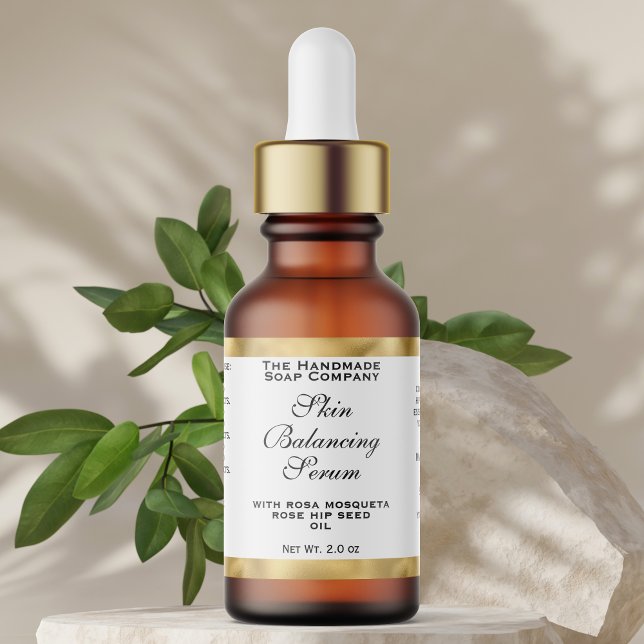 Etiqueta White & Gold Cosmetics Small Dropper Bottle Label  (Criador carregado)