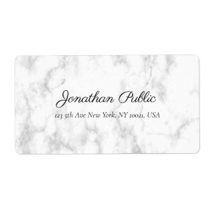 Etiqueta White Marble Script de Mão Lúxury Endereço de Entr