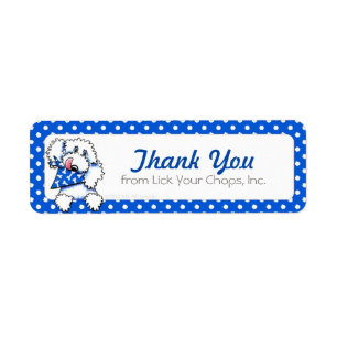 Etiqueta White Poodle Blue Dots Pet Comida Business Labels