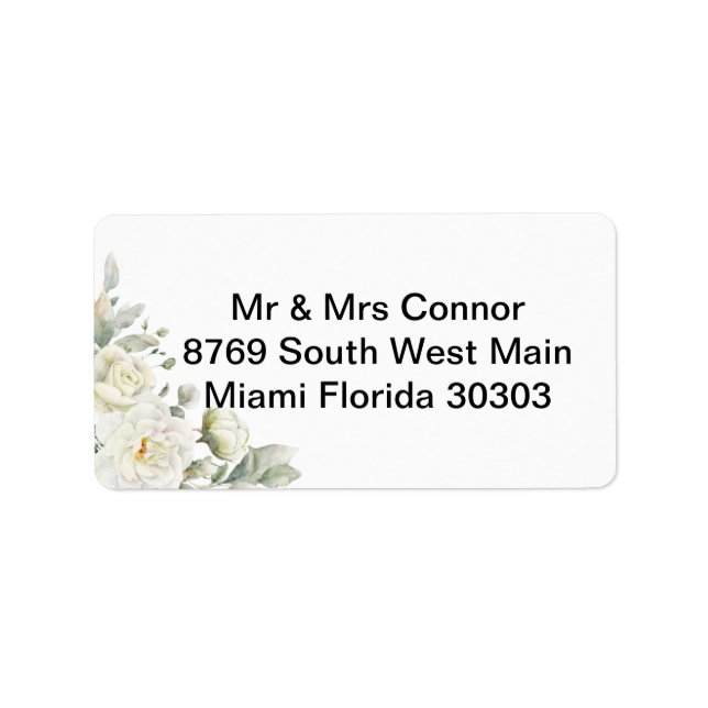 Etiqueta White Roses Address Label Wedding (Frente)