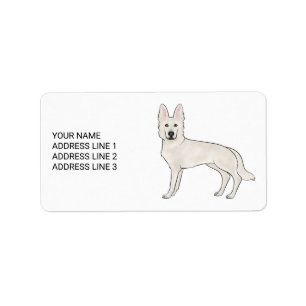 Etiqueta White Shepherd White GSD branco com texto personal
