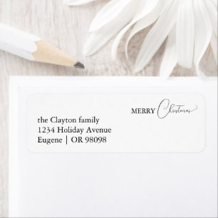Etiqueta White Simple Modern Merry Christmas Return Endereç