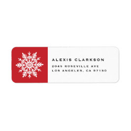 Etiqueta White Whimsical Snowflake Red Christmas