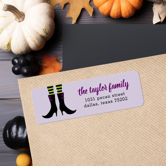 Etiqueta Wicked Witch Boots Halloween Address Labels (Criador carregado)