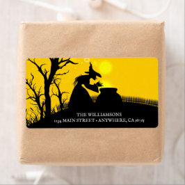 Etiqueta Wicked Witch Silhouette Halloween Endereço de Devo