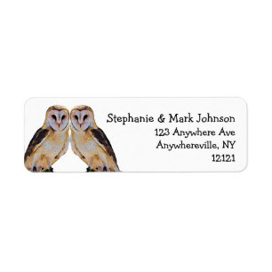 Etiqueta Wild Barn Owl Bird Nome Trabalho de arte Personali