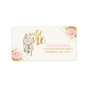 Etiqueta Wild One Address Labels Boho Floral Wild One Party