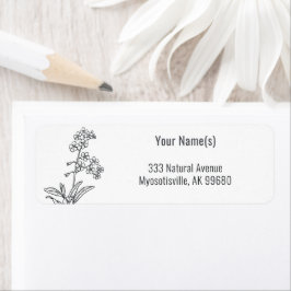 Etiqueta Wildflower Esqueça-me, não Black and White Floral