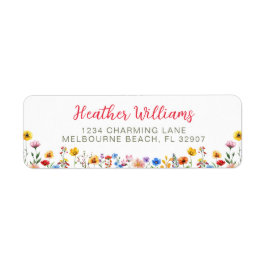 Etiqueta Wildflower Watercolor Baby in Bloom Return Address