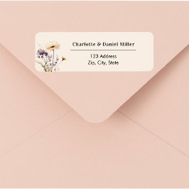 Etiqueta Wildflowers ivory purple return address