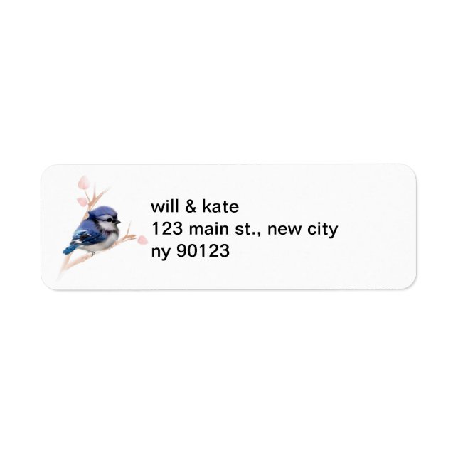 Etiqueta Wildlife Baby Blue Jay Bird Return Labs (Frente)