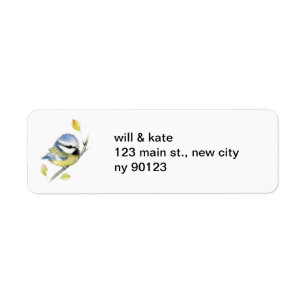 Etiqueta Wildlife Blue tit Bird Return Address Labs