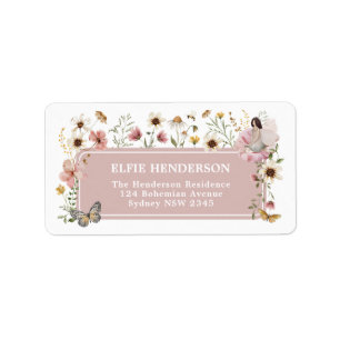 Etiqueta Wilflower Fairy Garden Tea Party Return Address