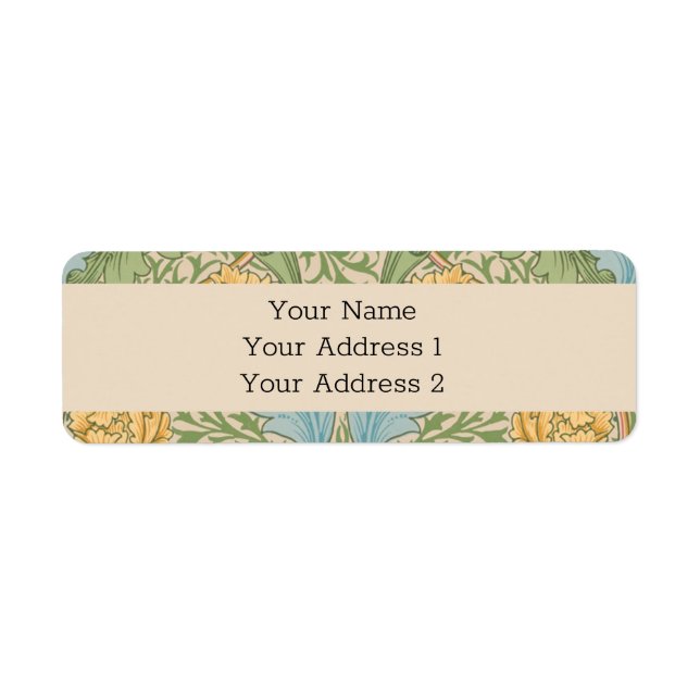 Etiqueta William Morris Myrtle Floral Botânico (Frente)