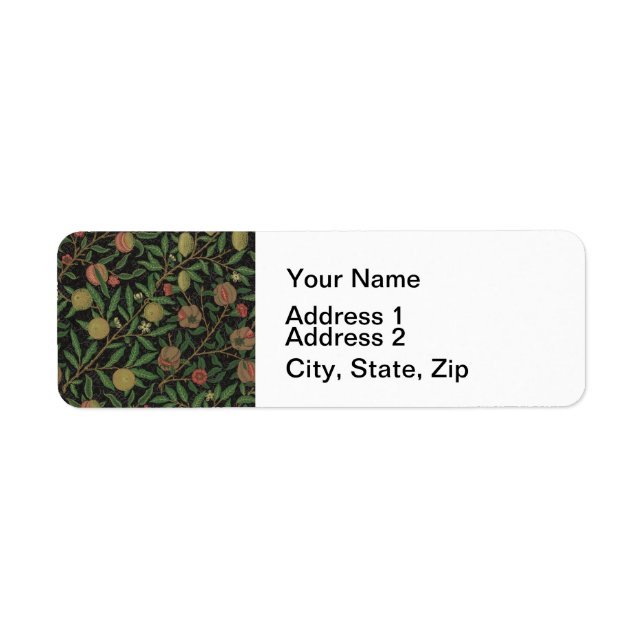 Etiqueta William Morris Pomegranate Fruta clássica (Frente)