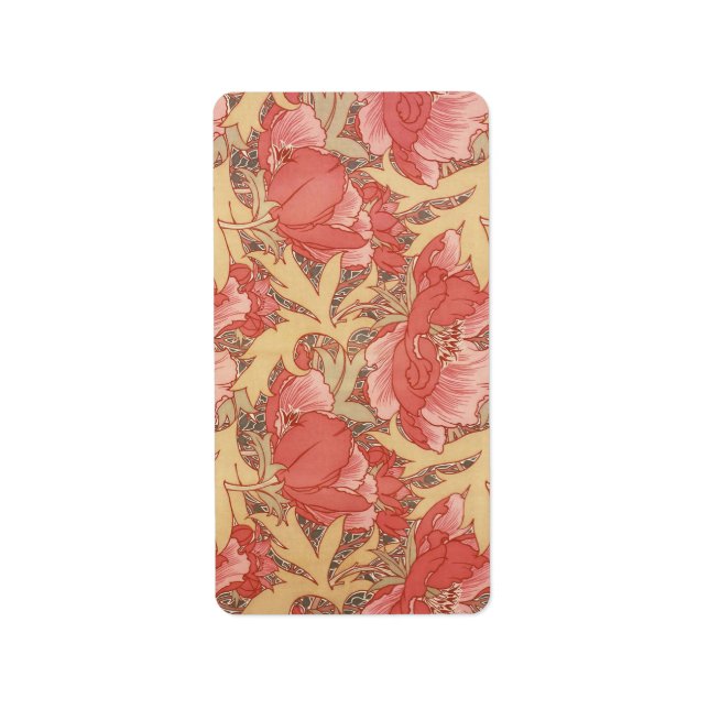 Etiqueta William Morris Poppies Floral Art Nouveau Pattern (Frente)