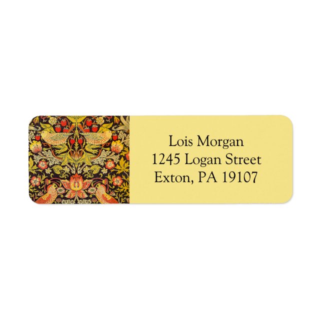 Etiqueta William Morris Strawberry Thief Pattern (Frente)