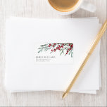 Etiqueta Winter Berry Script Christmas Return Endereço<br><div class="desc">Destacem seus e-mails de férias com esta elegante etiqueta de endereço de retorno moderna,  que inclui amoras de inverno e caules de folhas botânicas.</div>