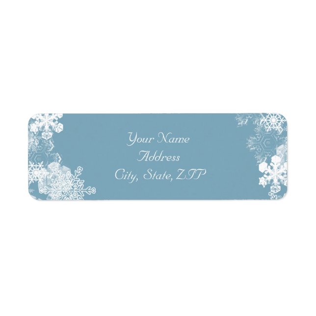 Etiqueta Winter Blue White Snowflake Wedke Endereço de Devo (Frente)