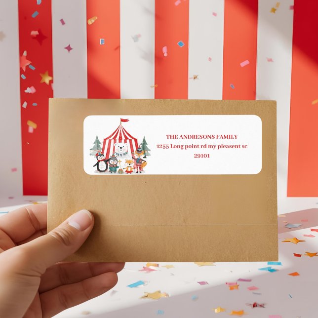 Etiqueta Winter Circus Woodland Animals  (Criador carregado)