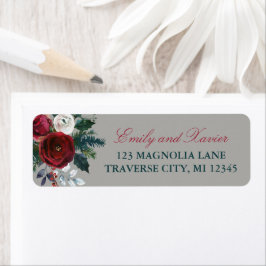 Etiqueta Winter Floral Holiday Christmas (Natal) Address
