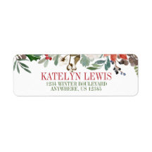 Winter Greenery Endereço Labels with Holly