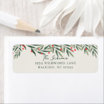 Etiqueta Winter Greenery Ivory Christmas Return Endereço<br><div class="desc">Rótulo de Endereço de Devolução de Cartão de Natal de Imersão de inverno. Quer personalizar ainda mais? Clique em "Editar usando a Ferramenta de Design." Esta design faz parte de uma coleção. Trabalho de arte de cor d'água original pintada pelo designer Stacey Meacham.</div>