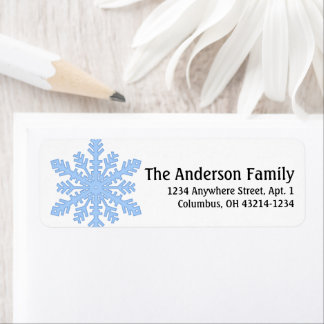 Etiqueta Winter Season Blue Snowflake Address