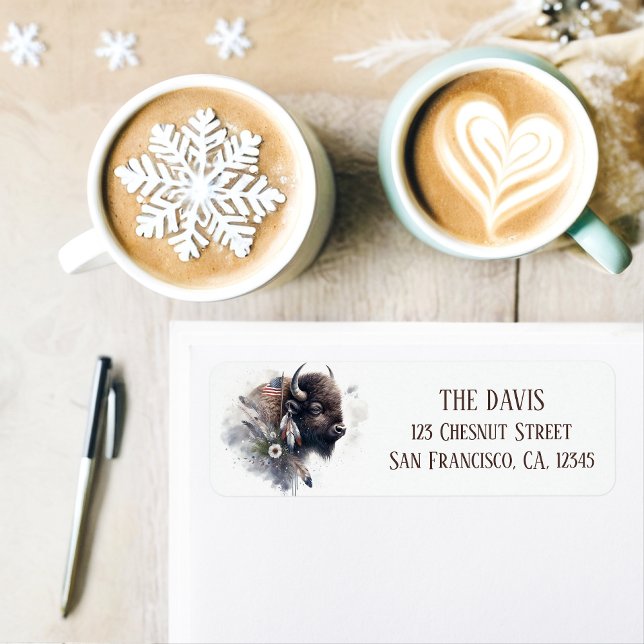 Etiqueta Winter Vibes American Buffalo - Endereço de retorn (Criador carregado)