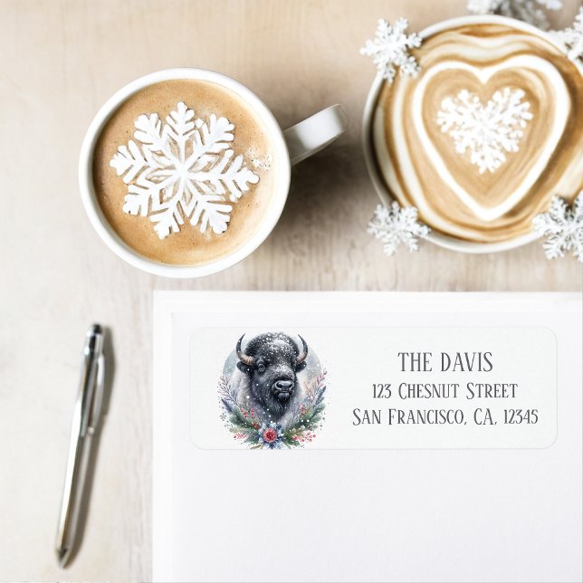 Etiqueta Winter Vibes American Buffalo - Endereço de retorn (Criador carregado)