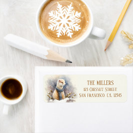 Etiqueta Winter Vibes Watercolor Ermine Endereço de Devoluç