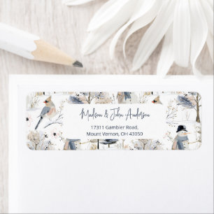 Etiqueta Winter Wonderland Snowman e Bird Pattern
