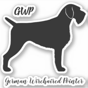 Etiqueta Wirehaired alemão da silhueta do cão do
