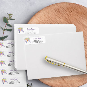 Etiqueta Wisteria Purple Lavanda Floral Return Address