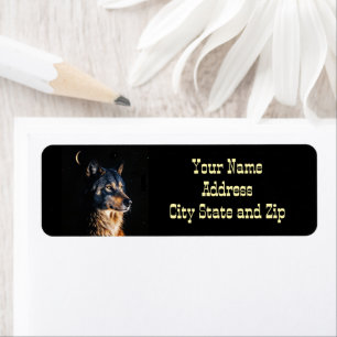 Etiqueta Wolf and Crescent Moon Return Address