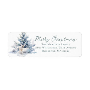 Etiqueta Woodland Pine Deer Christmas Return Endereço