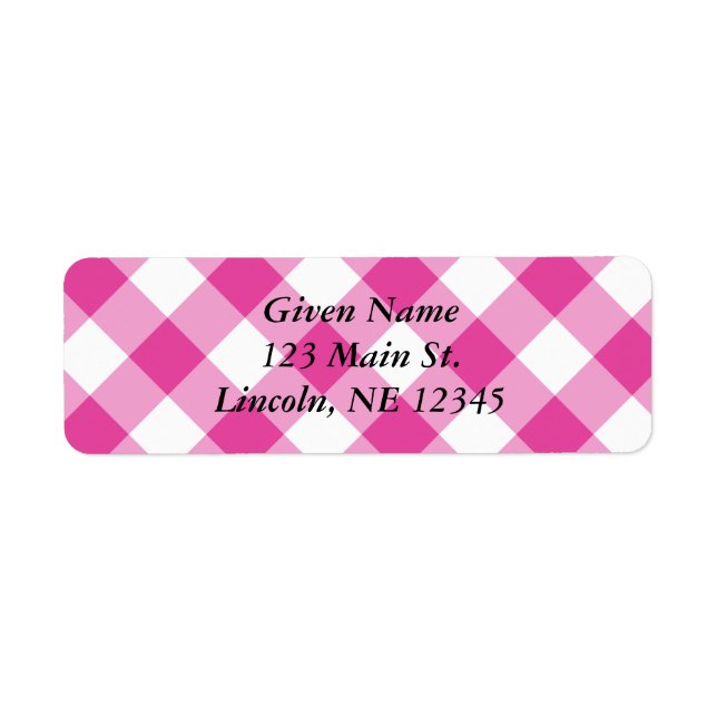 Etiqueta Xadrez Branco e Rosa Diagonal (Frente)