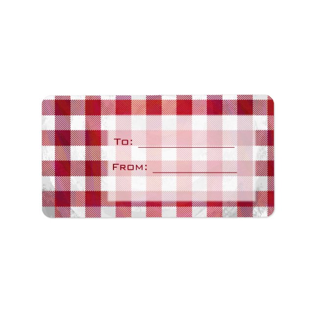 Etiqueta Xadrez Buffalo Vermelho e Branco (Frente)