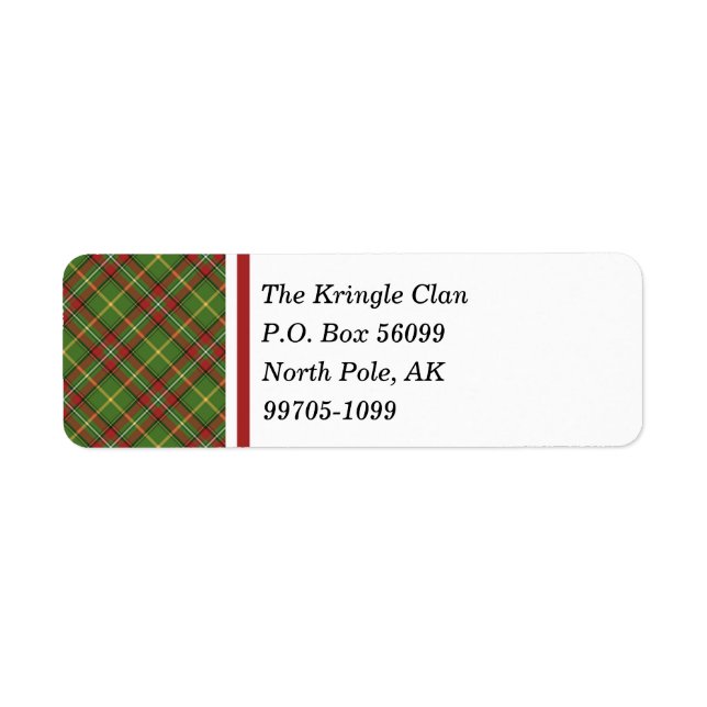 Etiqueta Xadrez de Natal Verde (Frente)